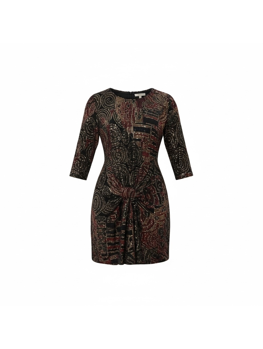 Cache Black & Bronze Embellished Knot-Front Mini Dress